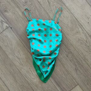 Green Polka Dot Women's Top